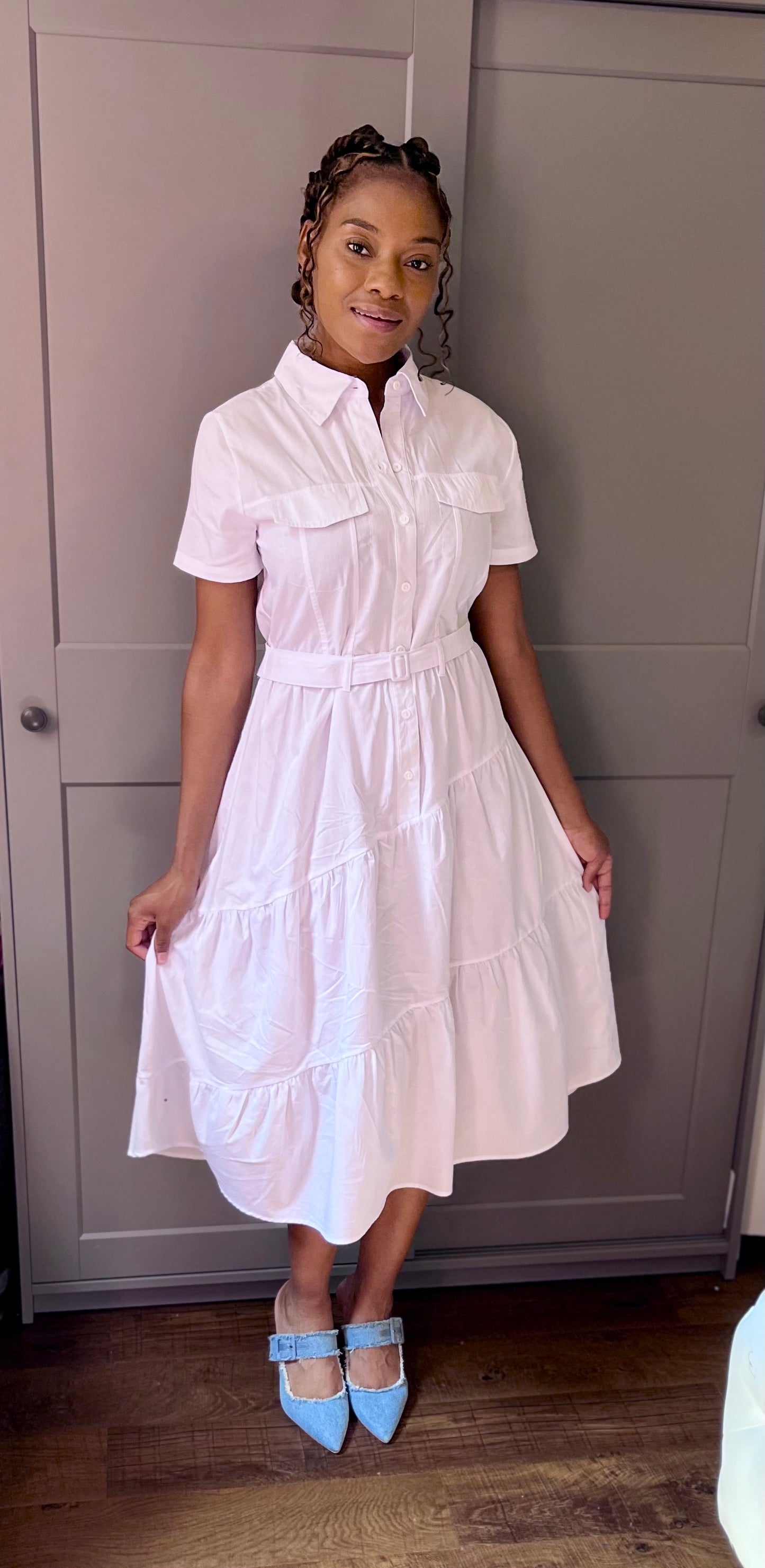 Belted Tiered Dress