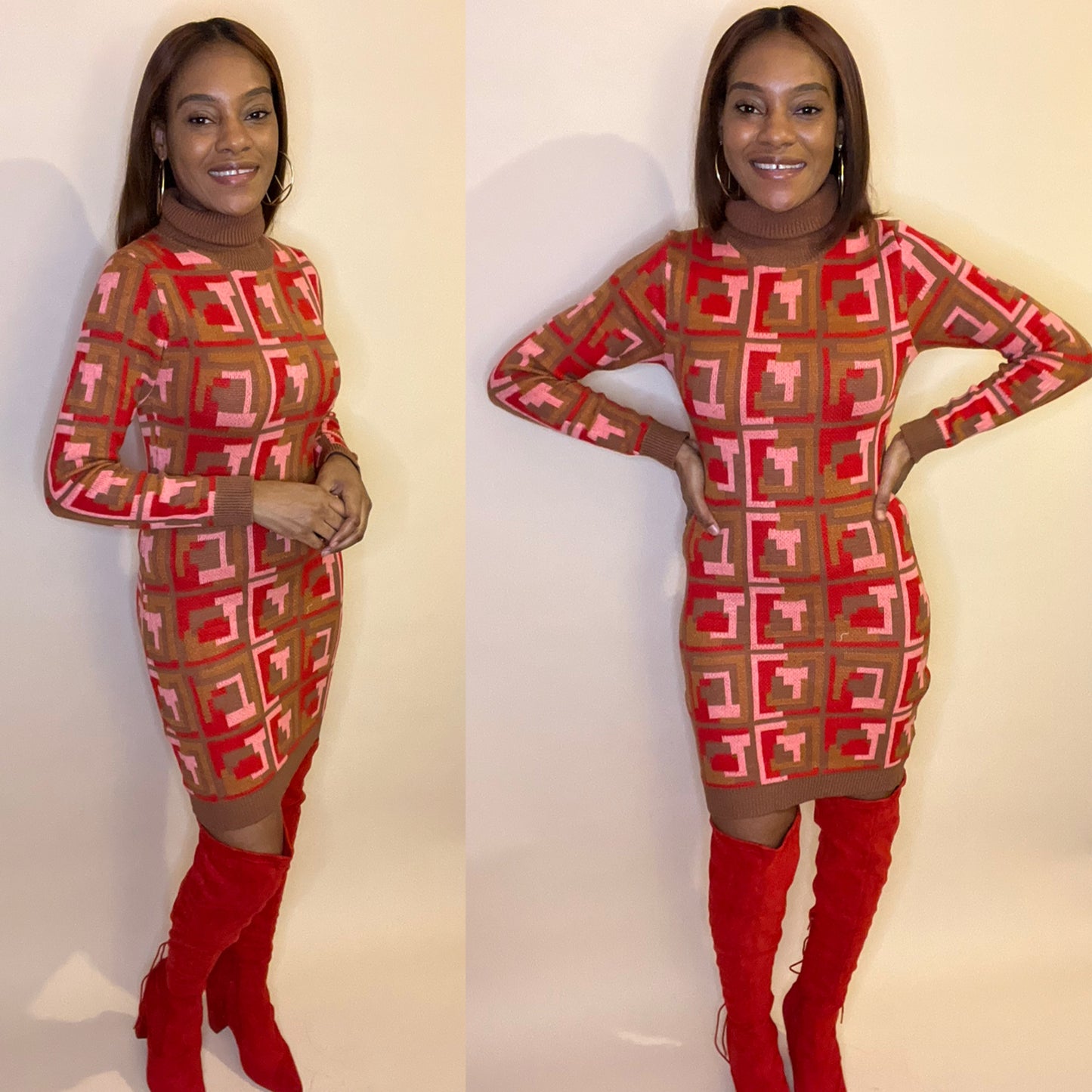 Zig Zag Multicolor Sweater Dress