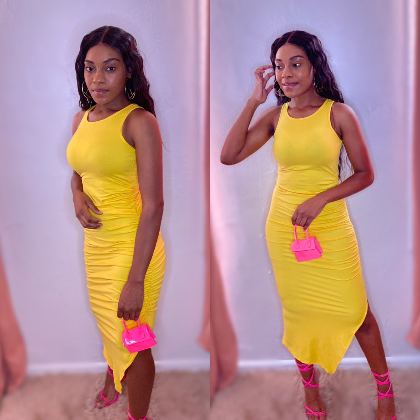 Racerback Rouched Midi Dress