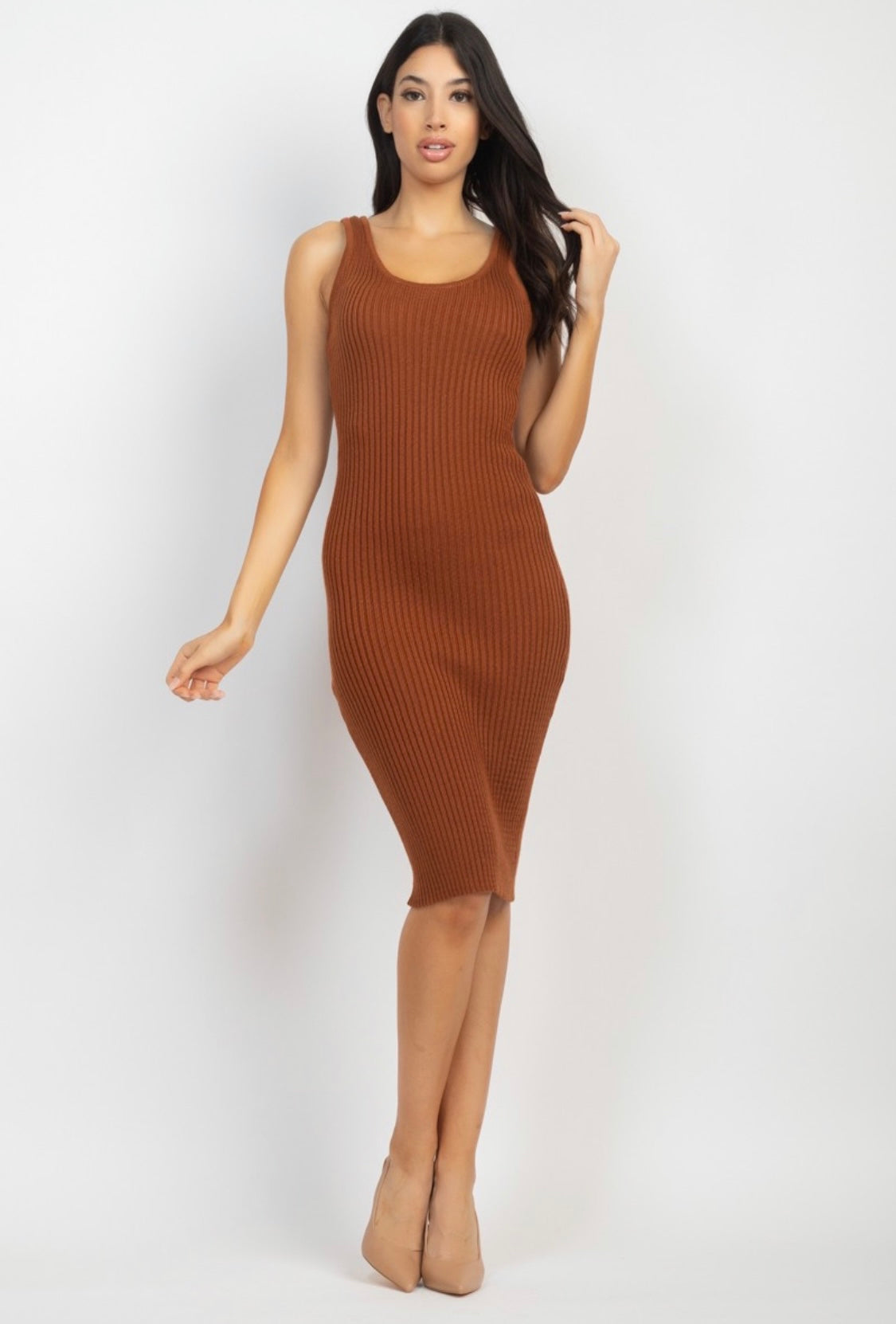 Knitted Sweater Dress & Turtle Neck Crop Top Set