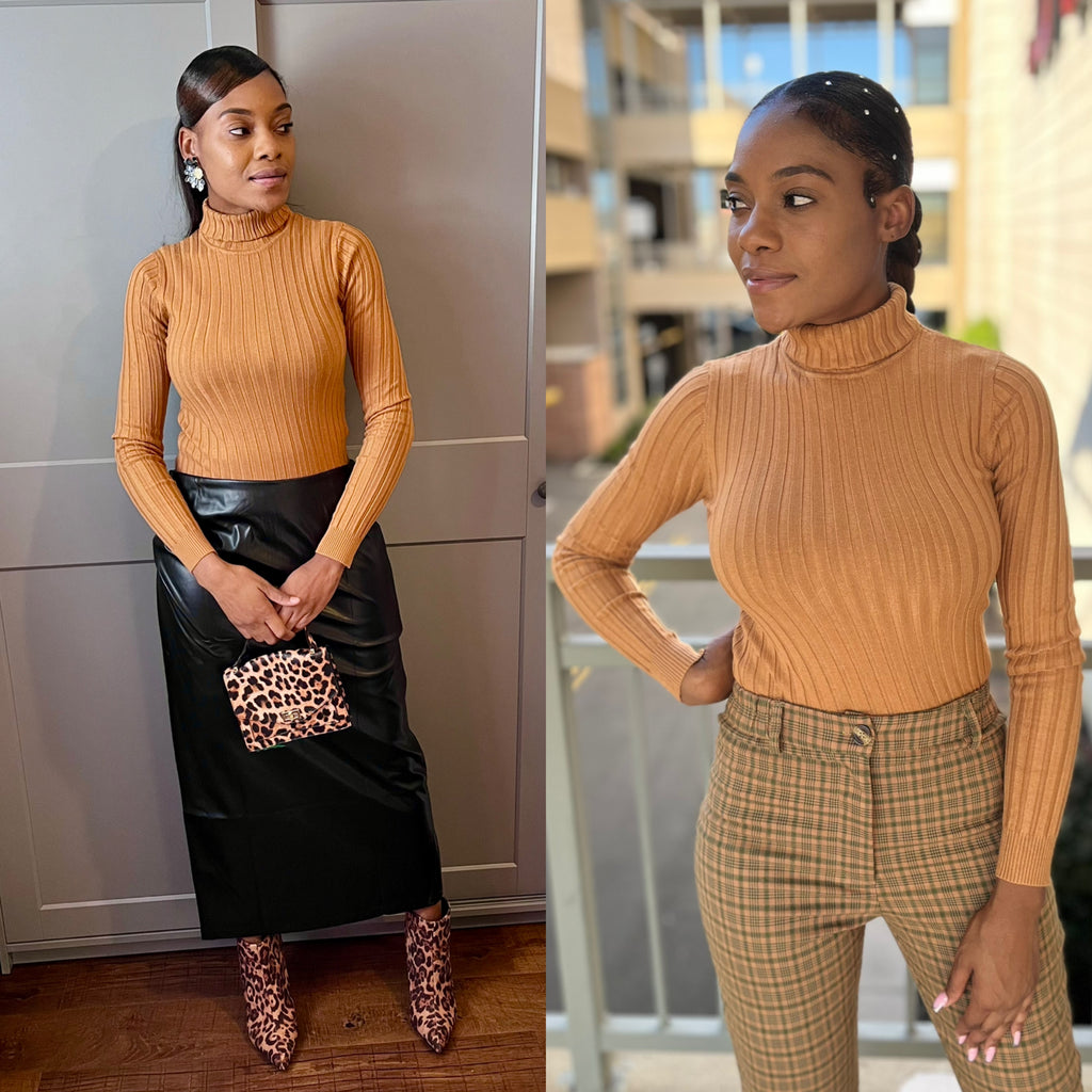 Ribbed Turtle Neck Top