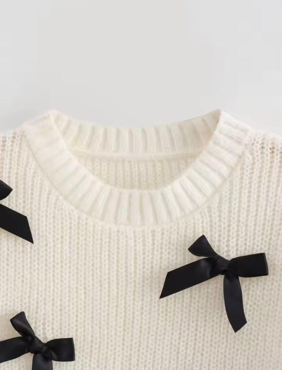 Knitted Bow Pullover Sweater