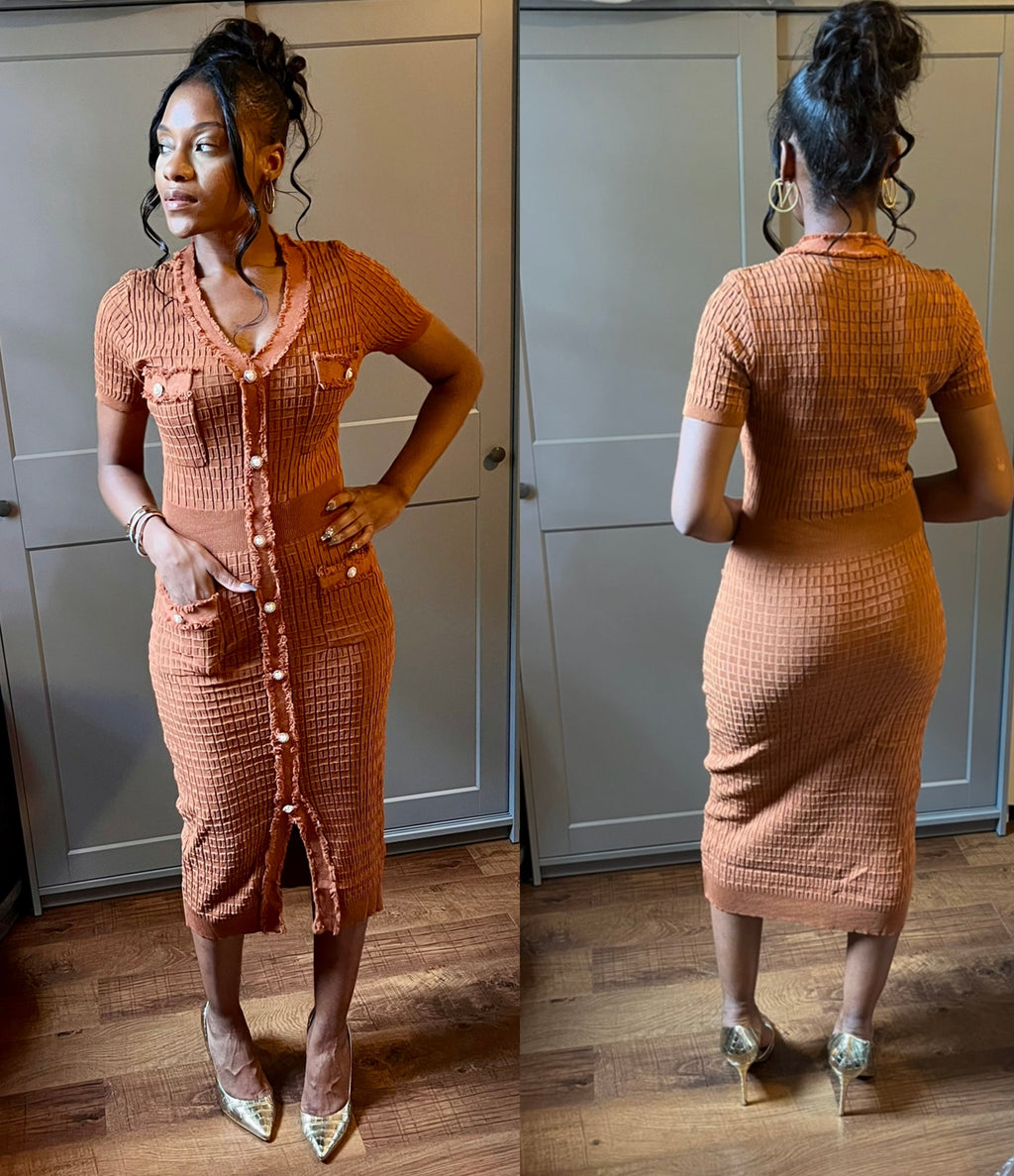 Gold button Sweater Dress