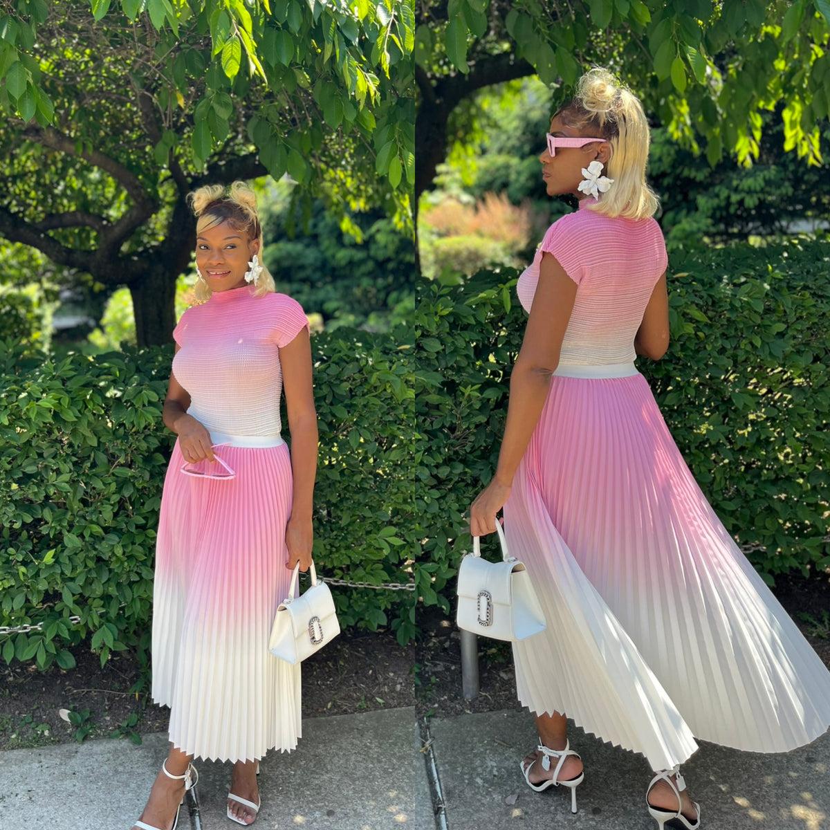 Ombré Pleated Skirt Set