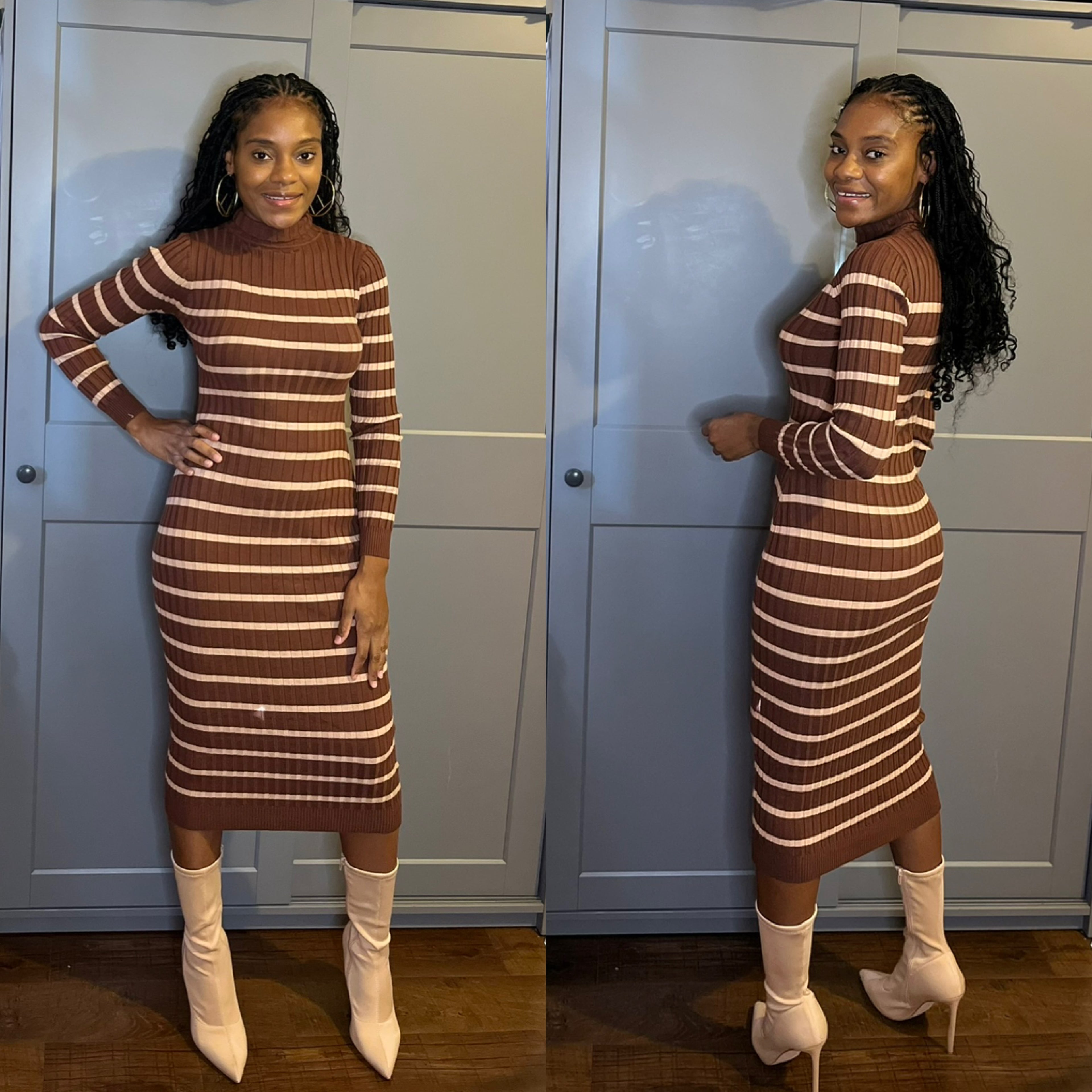 Striped Turtle Neck Midi