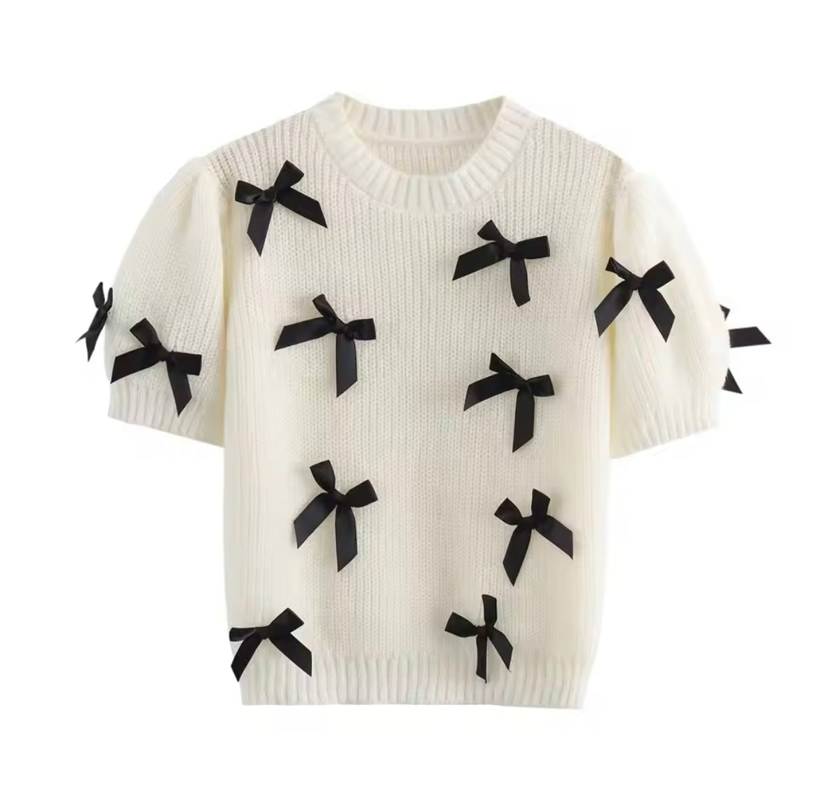 Knitted Bow Pullover Sweater