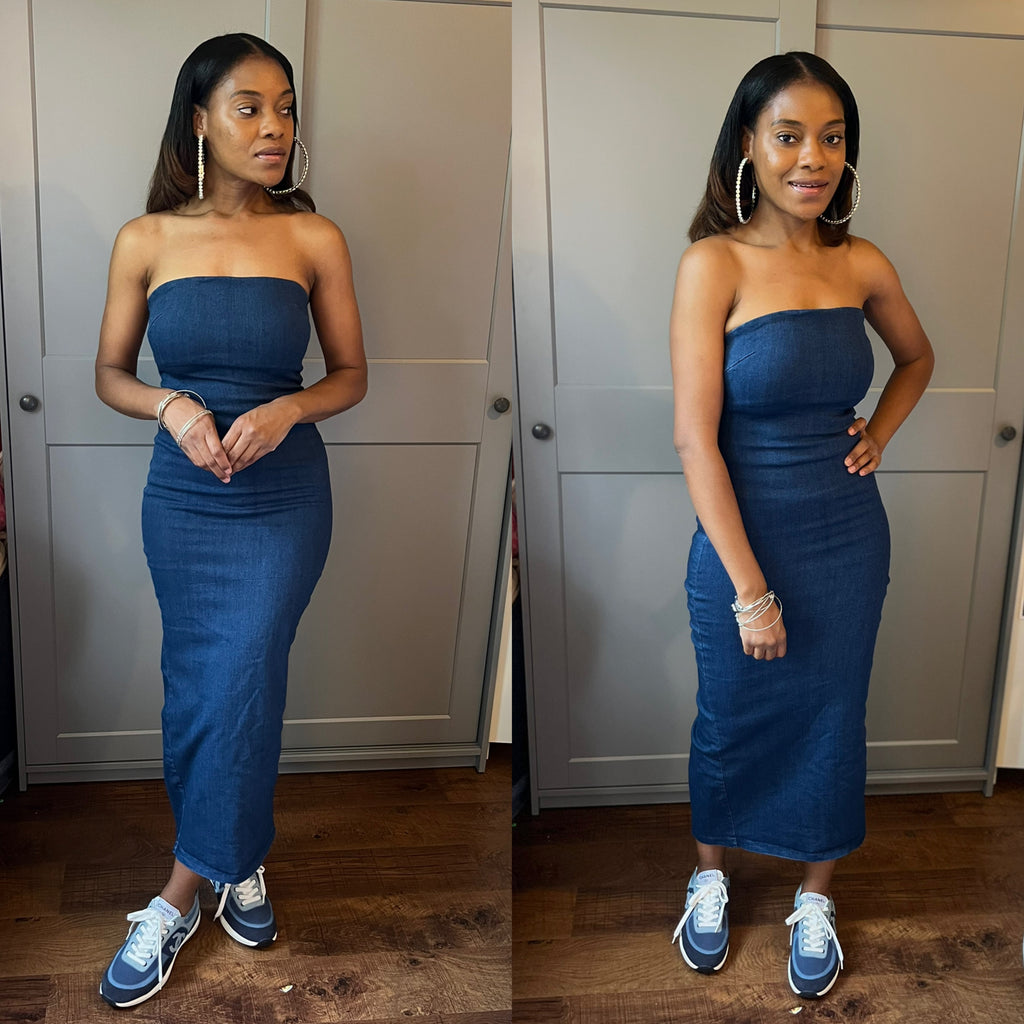 Strapless Maxi Denim Dress