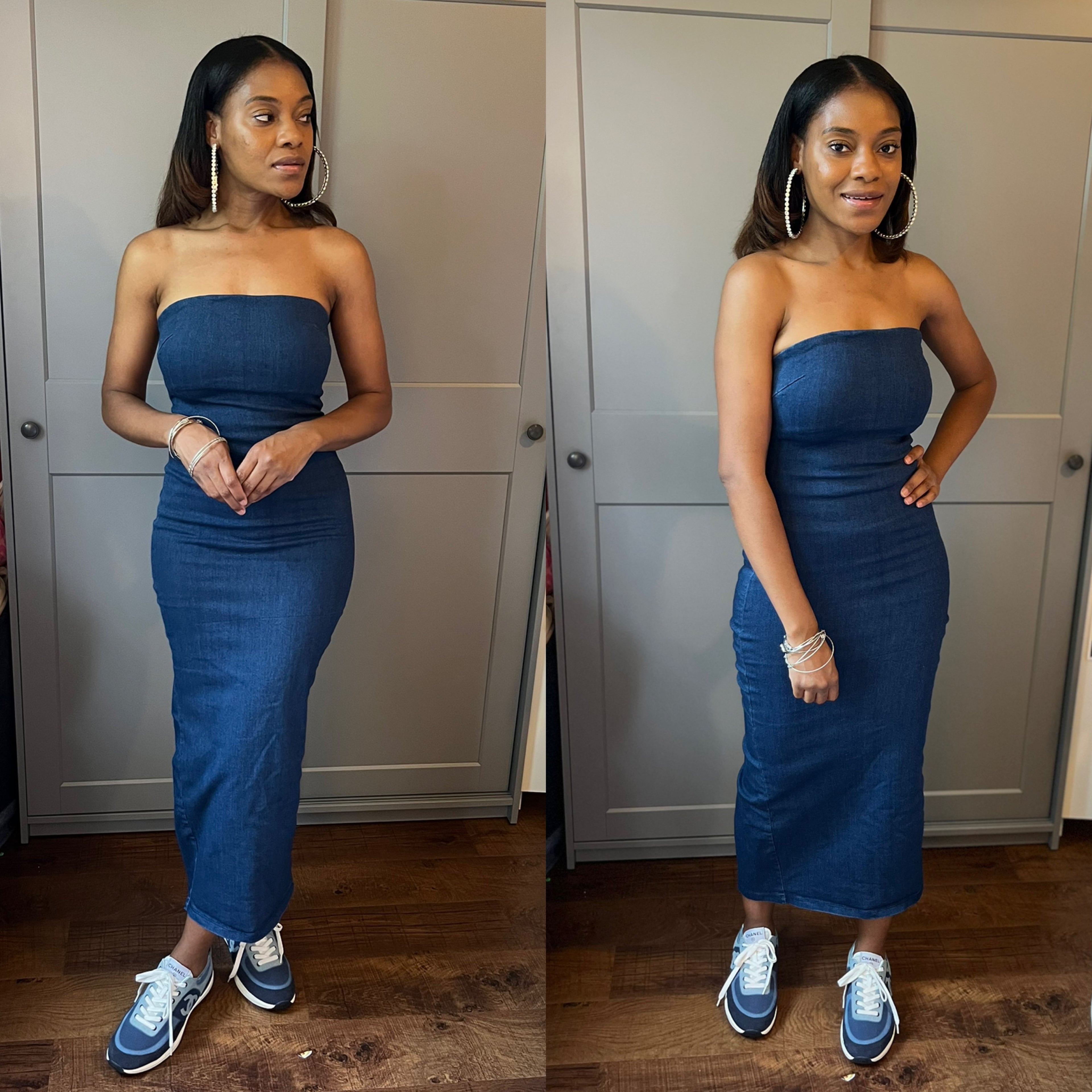 Strapless Maxi Denim Dress