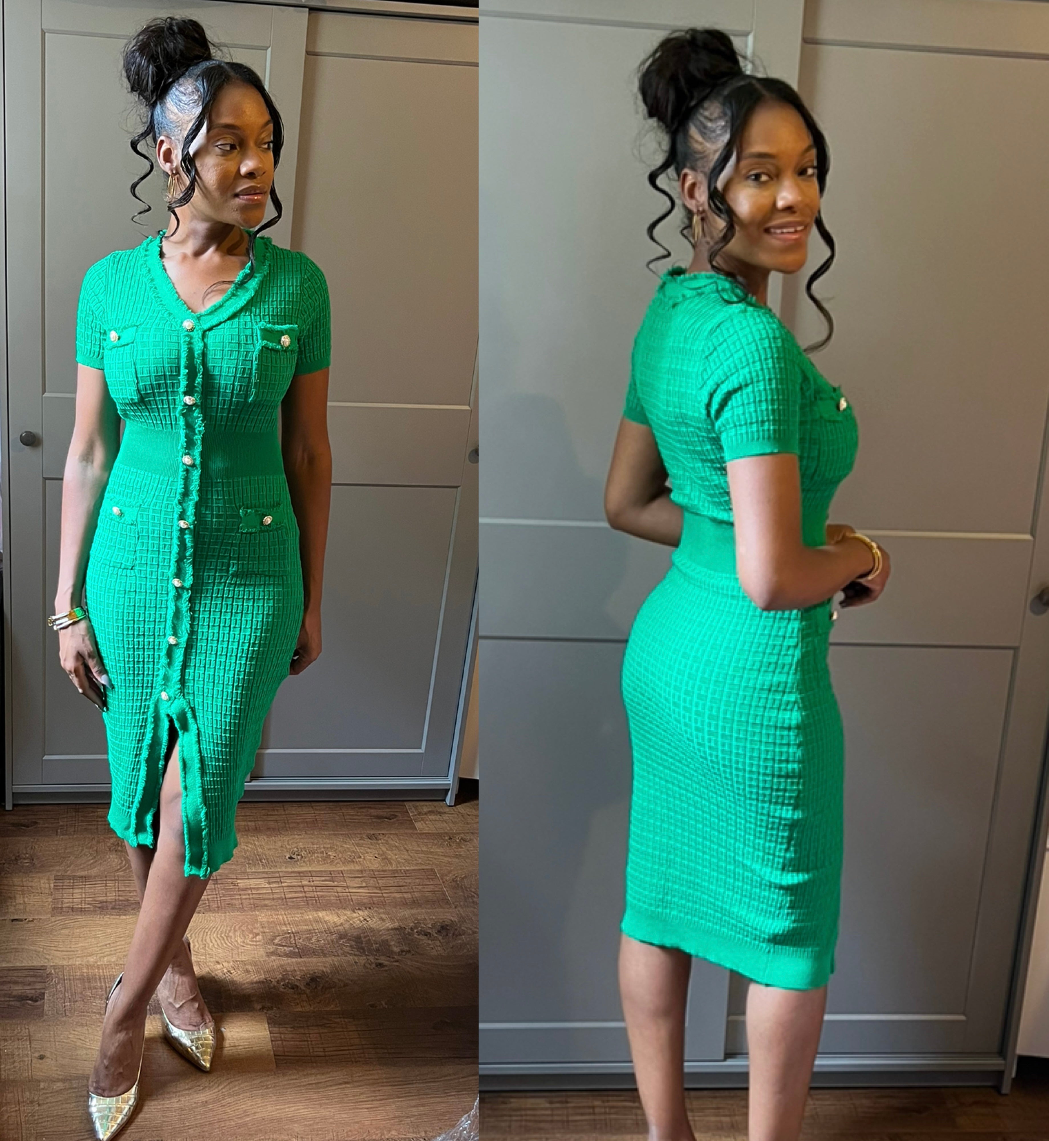 Gold button Sweater Dress