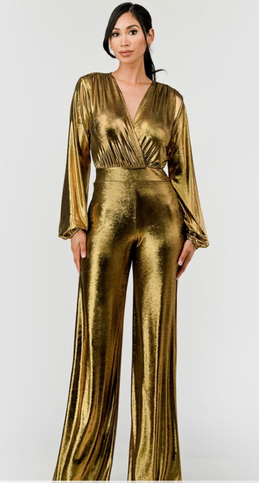 Metallic Wide Leg Jumpsuit