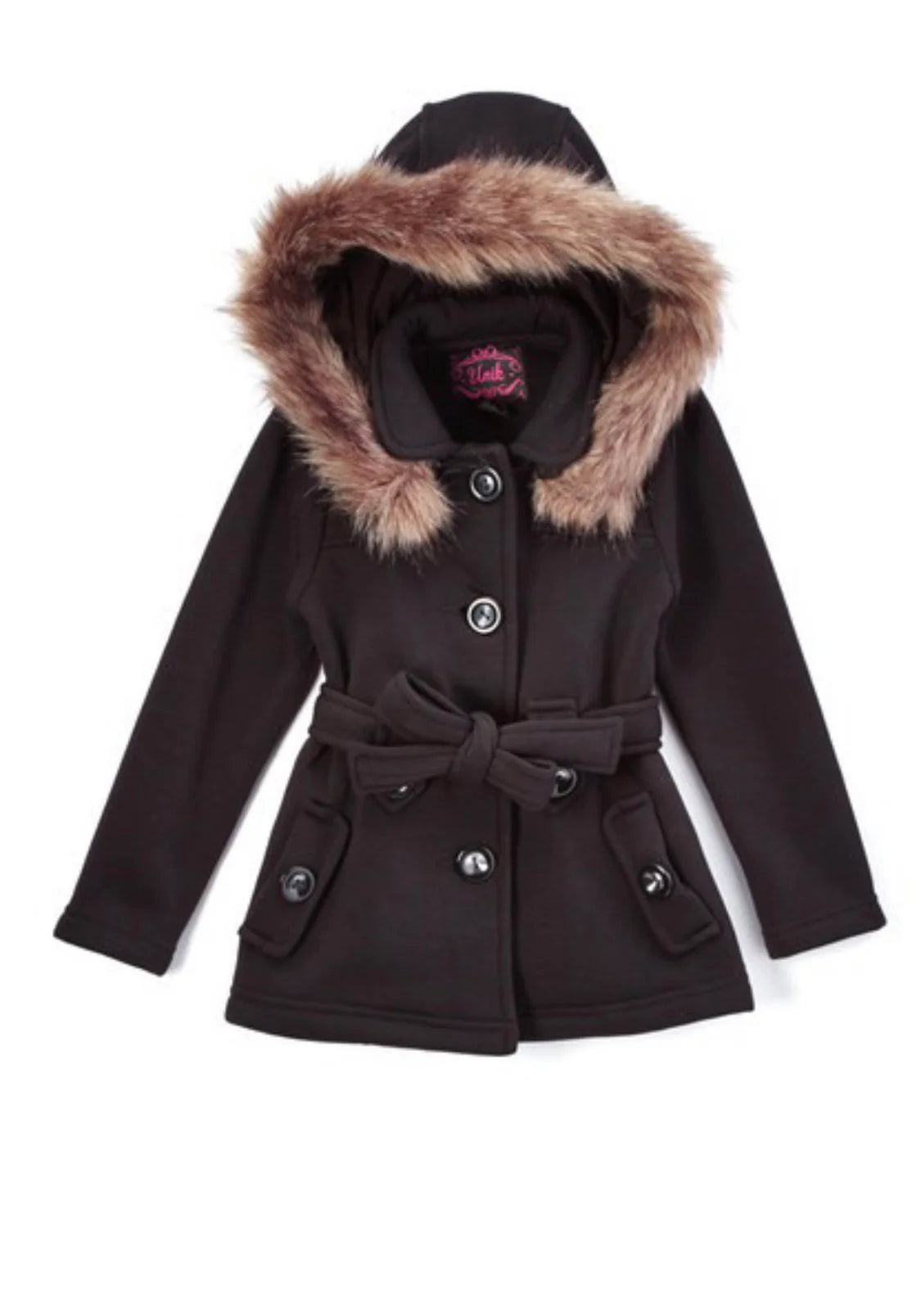 Girls Hooded Fur Coat