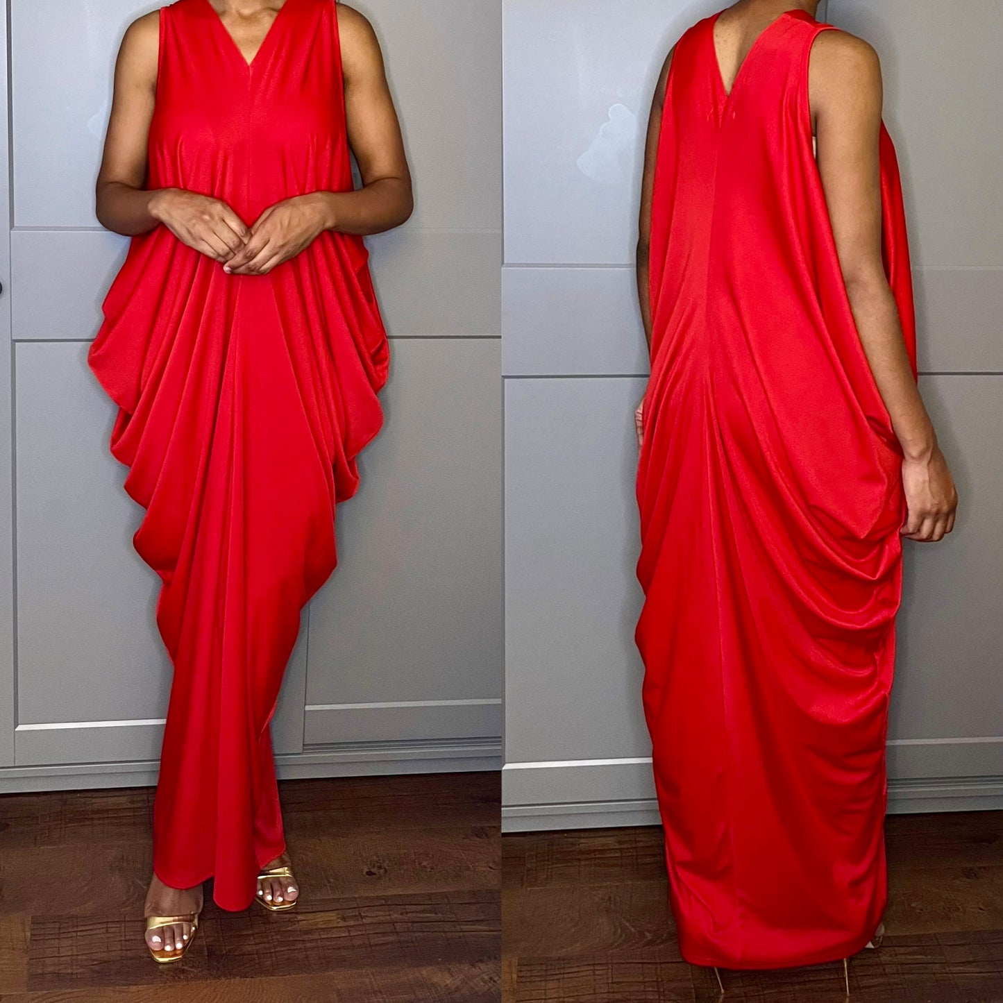 Sleeveless Draped Detail Maxi Dress