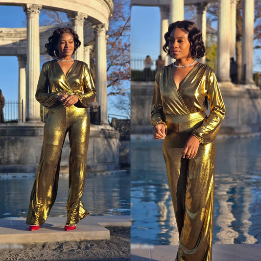 Metallic Wide Leg Jumpsuit