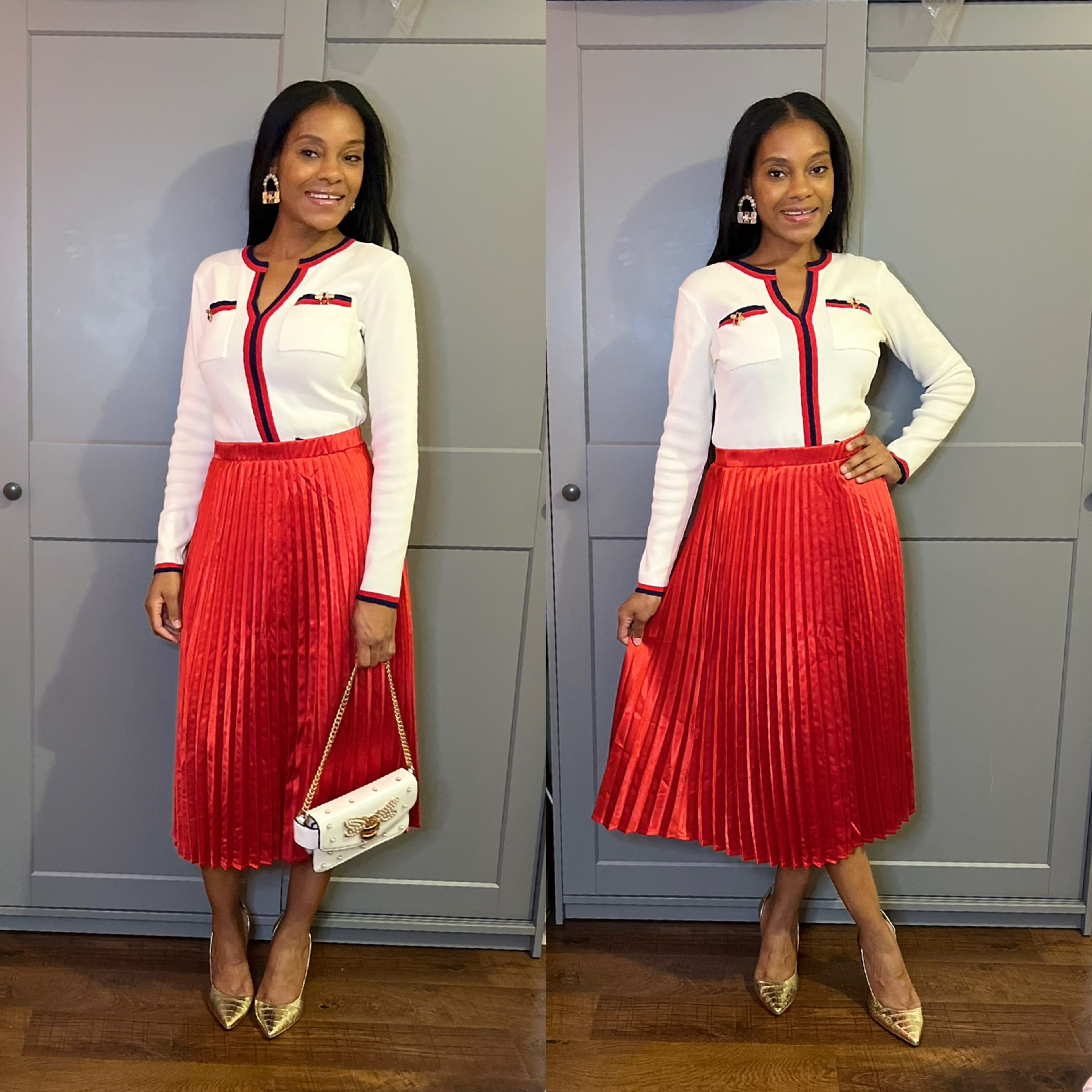 Satin Midi Pleated Skirt