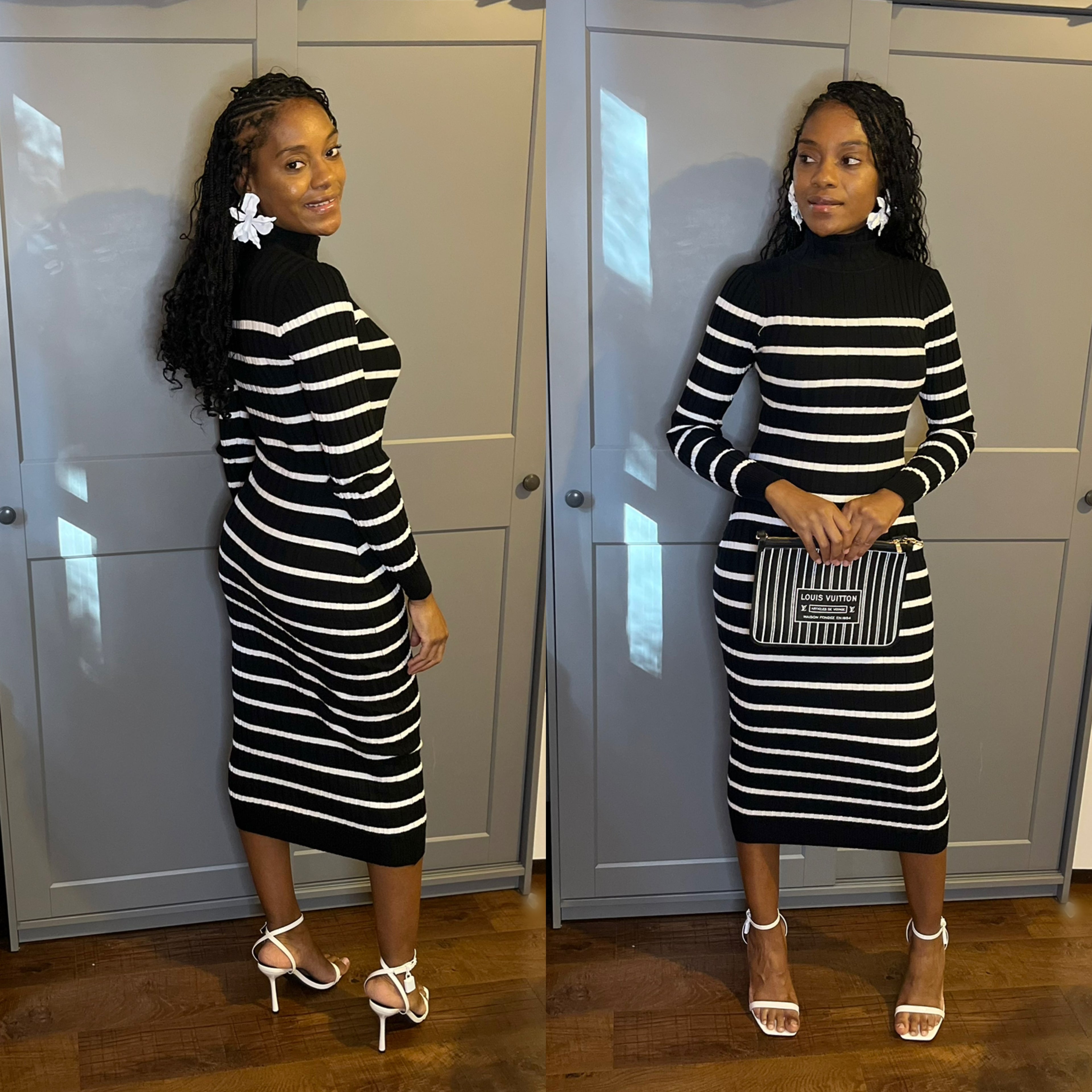 Striped Turtle Neck Midi