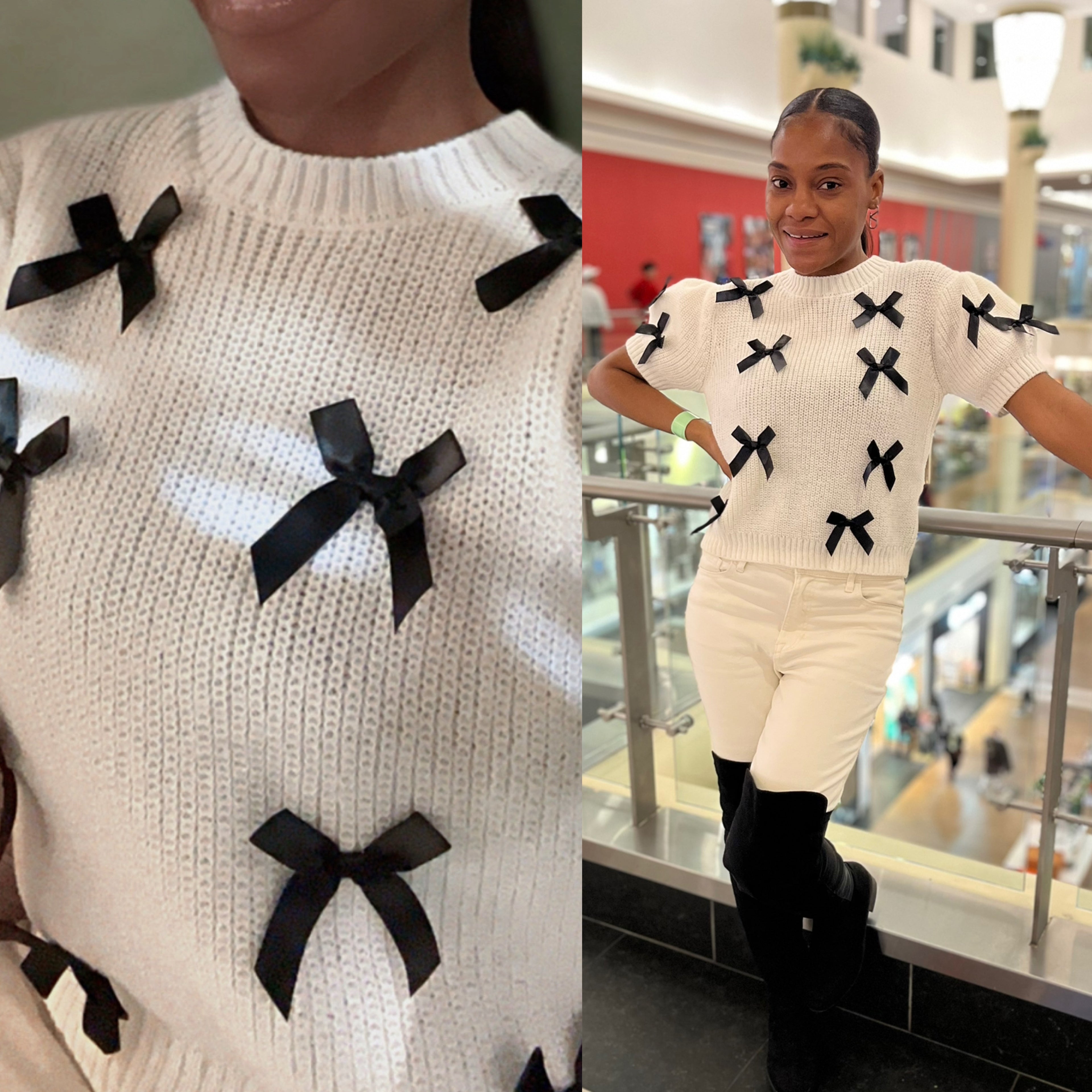 Knitted Bow Pullover Sweater