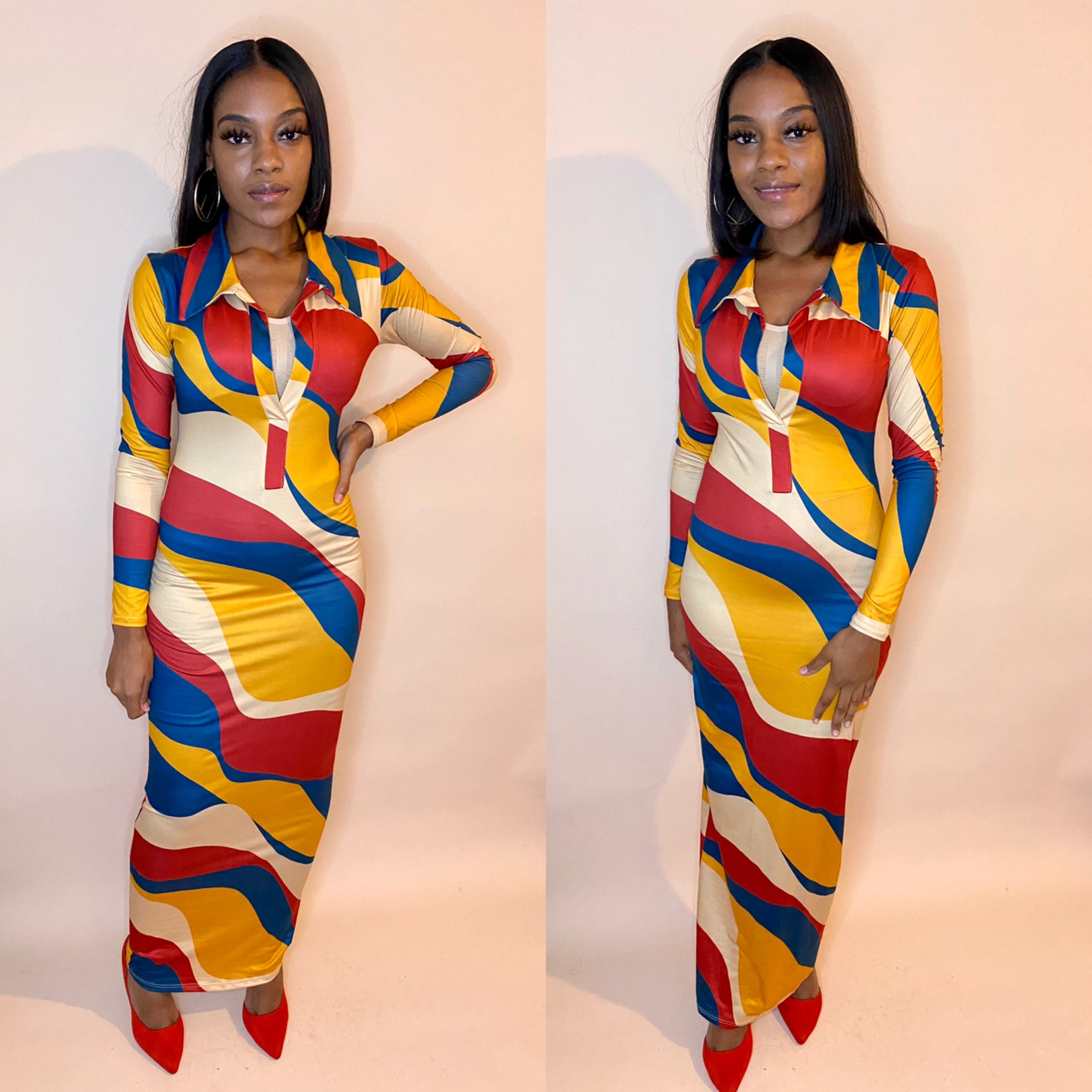 Multi Color Maxi Swirl Dress