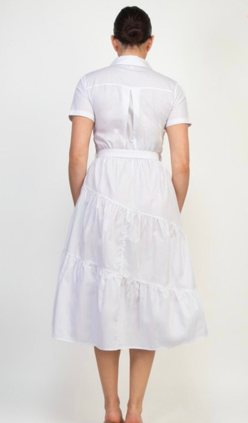 Belted Tiered Dress