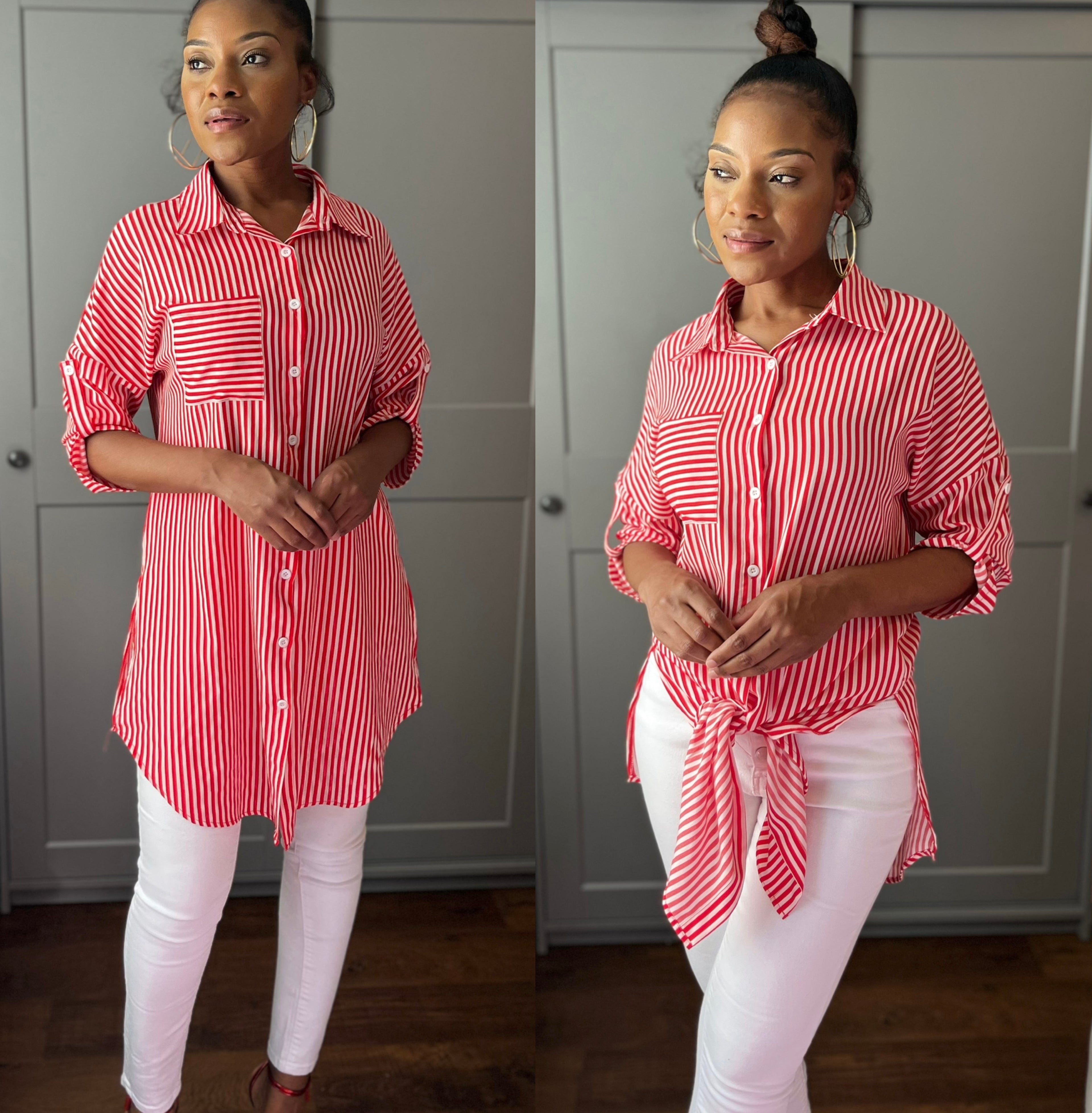 Striped Collared Shirt Dress