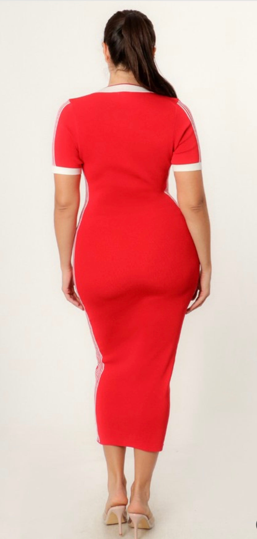 Vneck Knitted Midi Dress