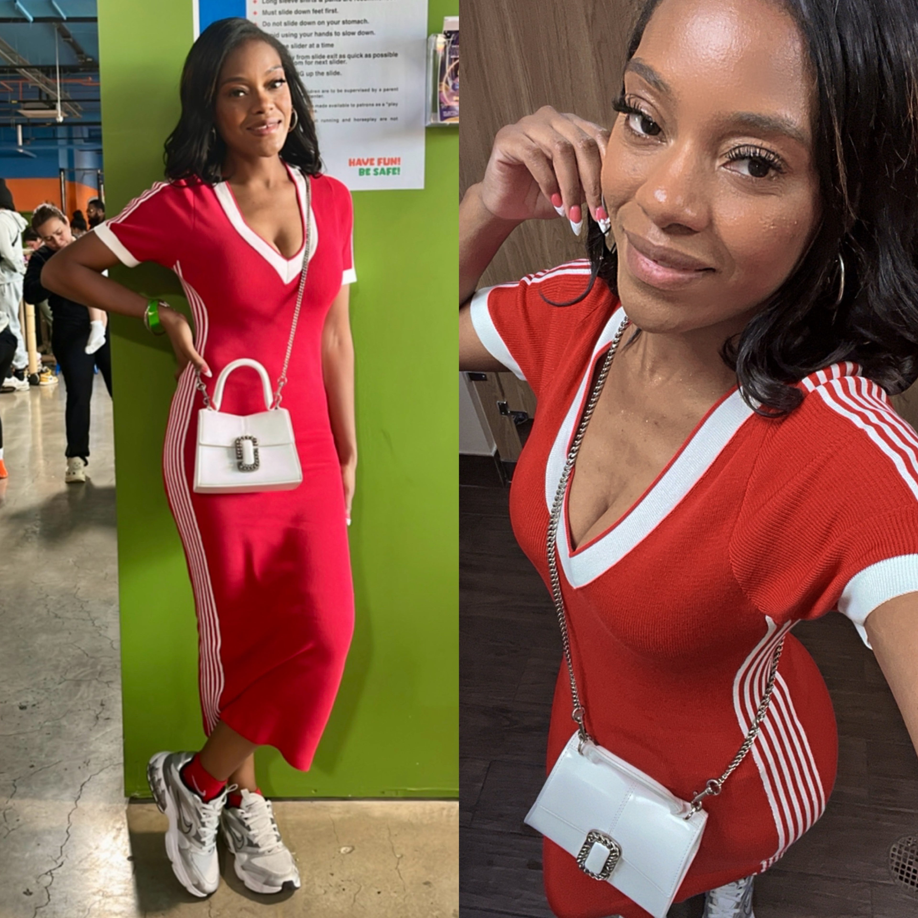 Vneck Knitted Midi Dress