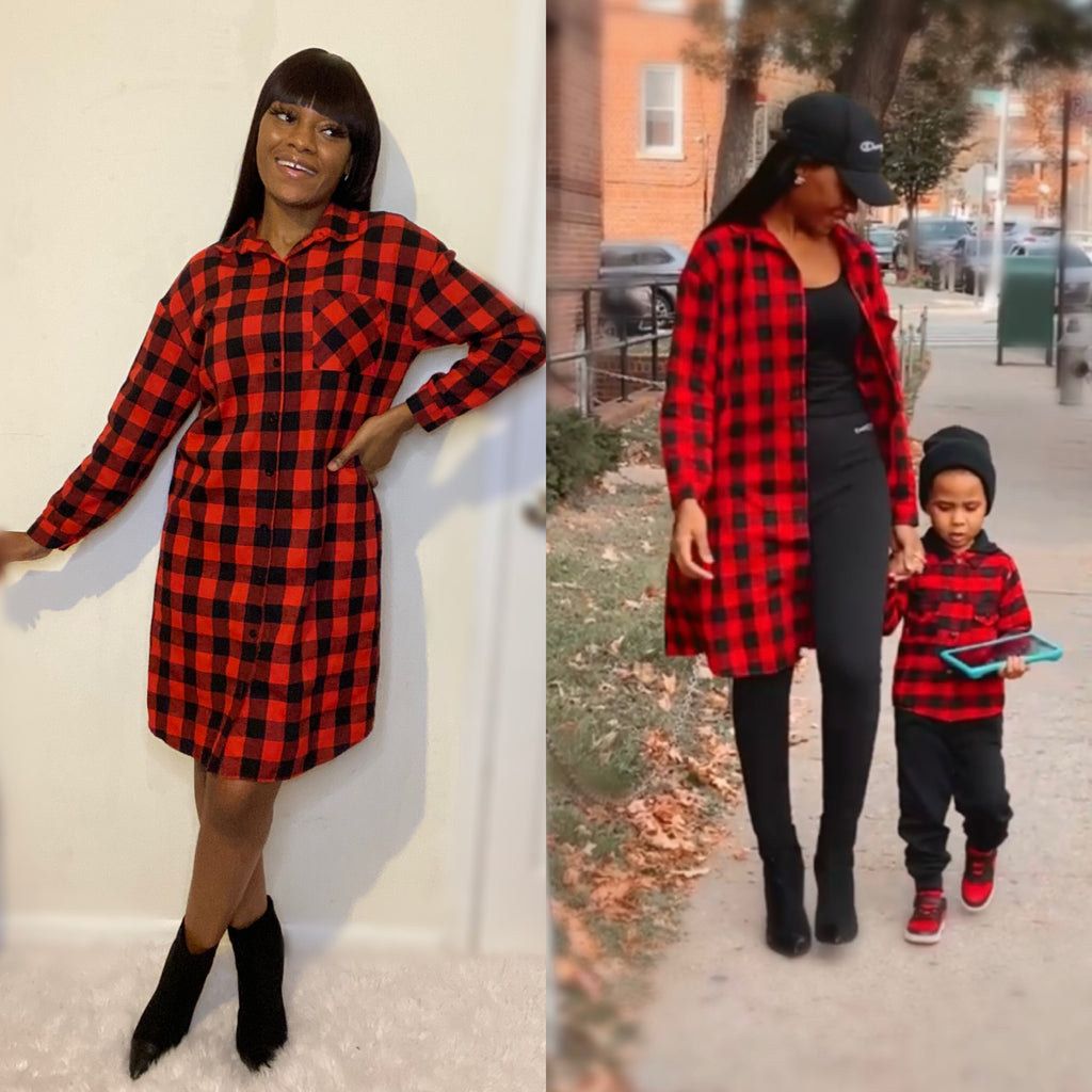 Mommy Button Down Flannel Dress