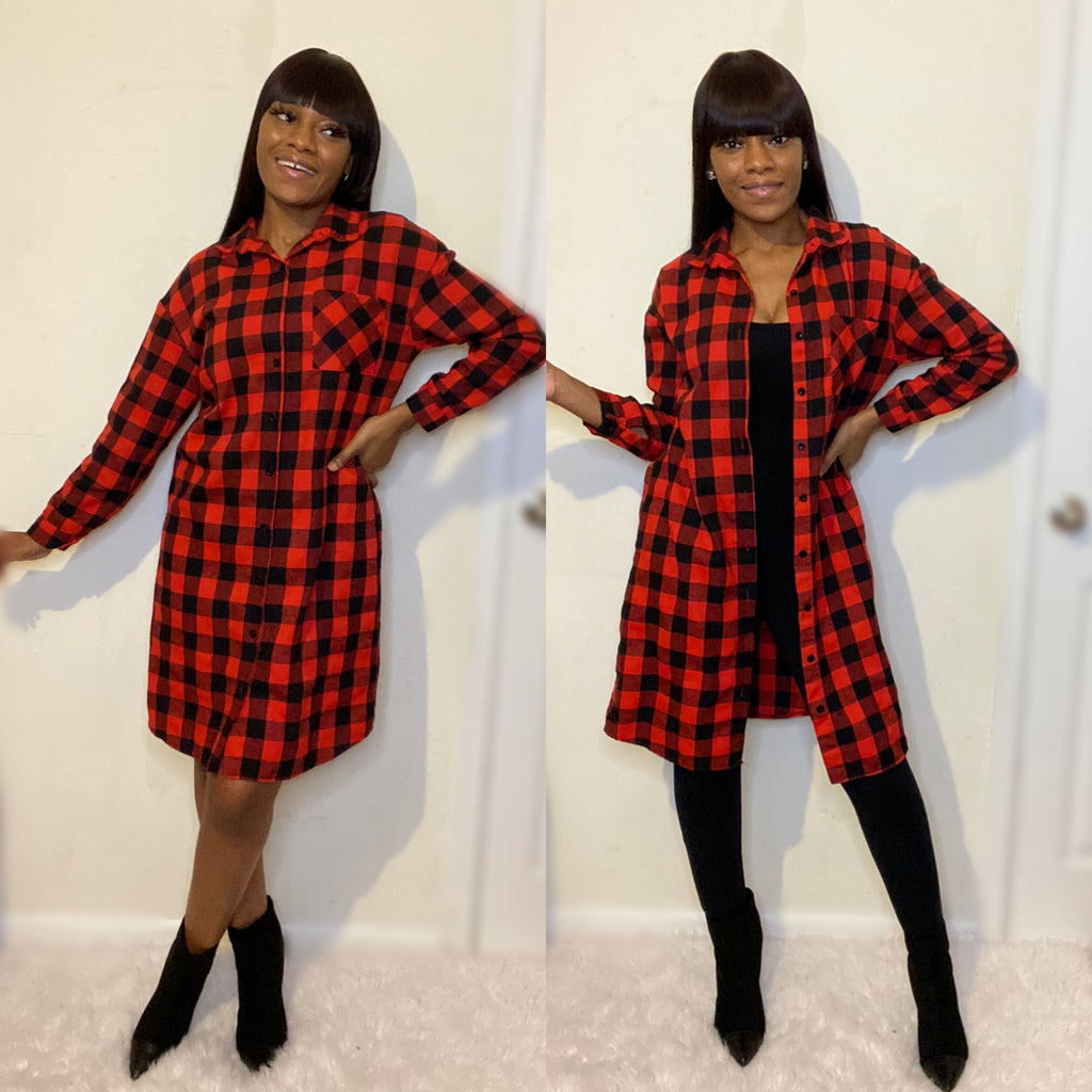 Mommy Button Down Flannel Dress