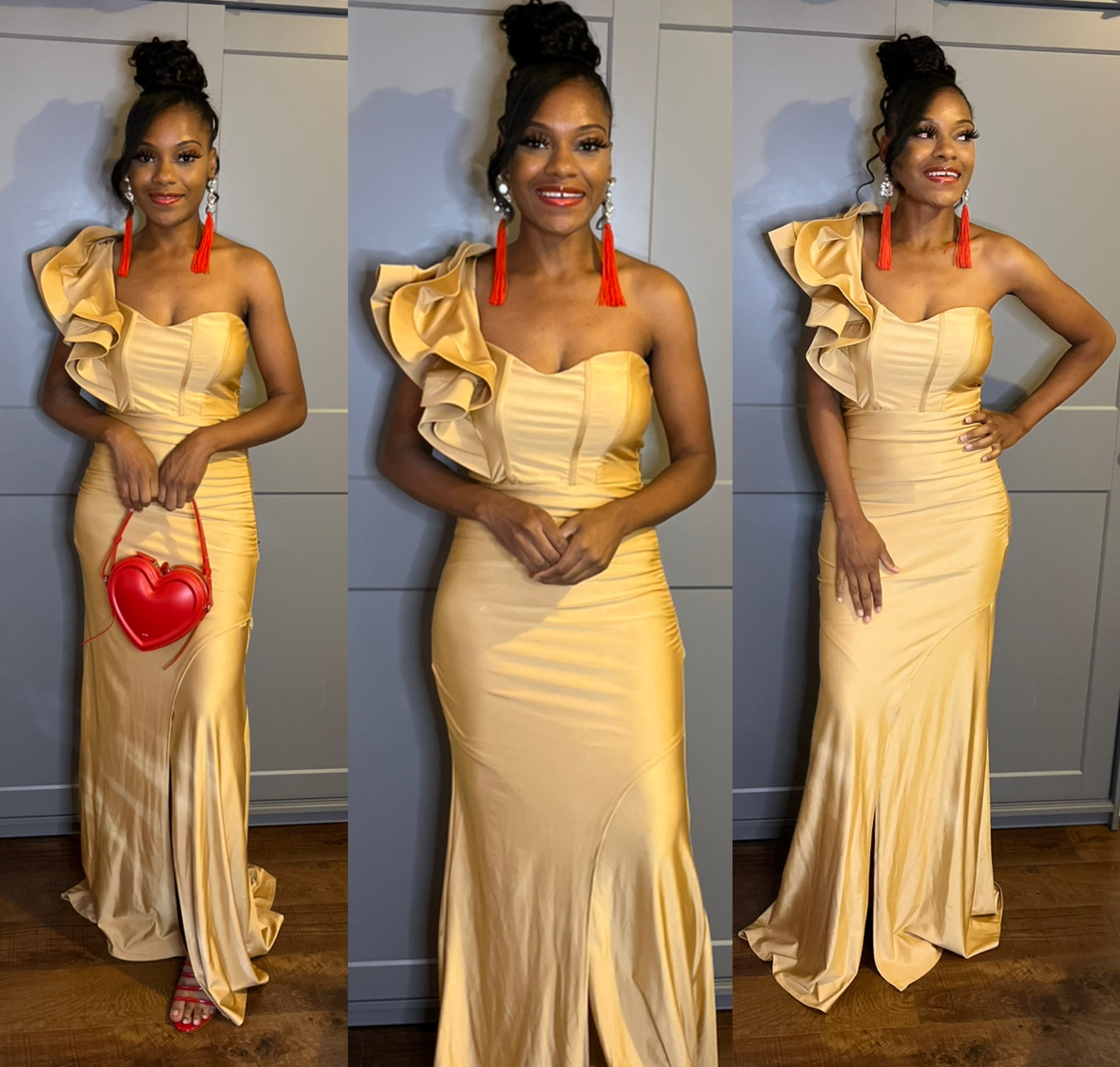 Ruffle One Shoulder Maxi Dress