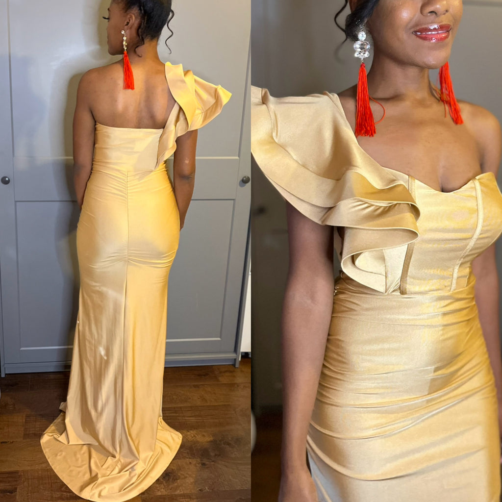 Ruffle One Shoulder Maxi Dress