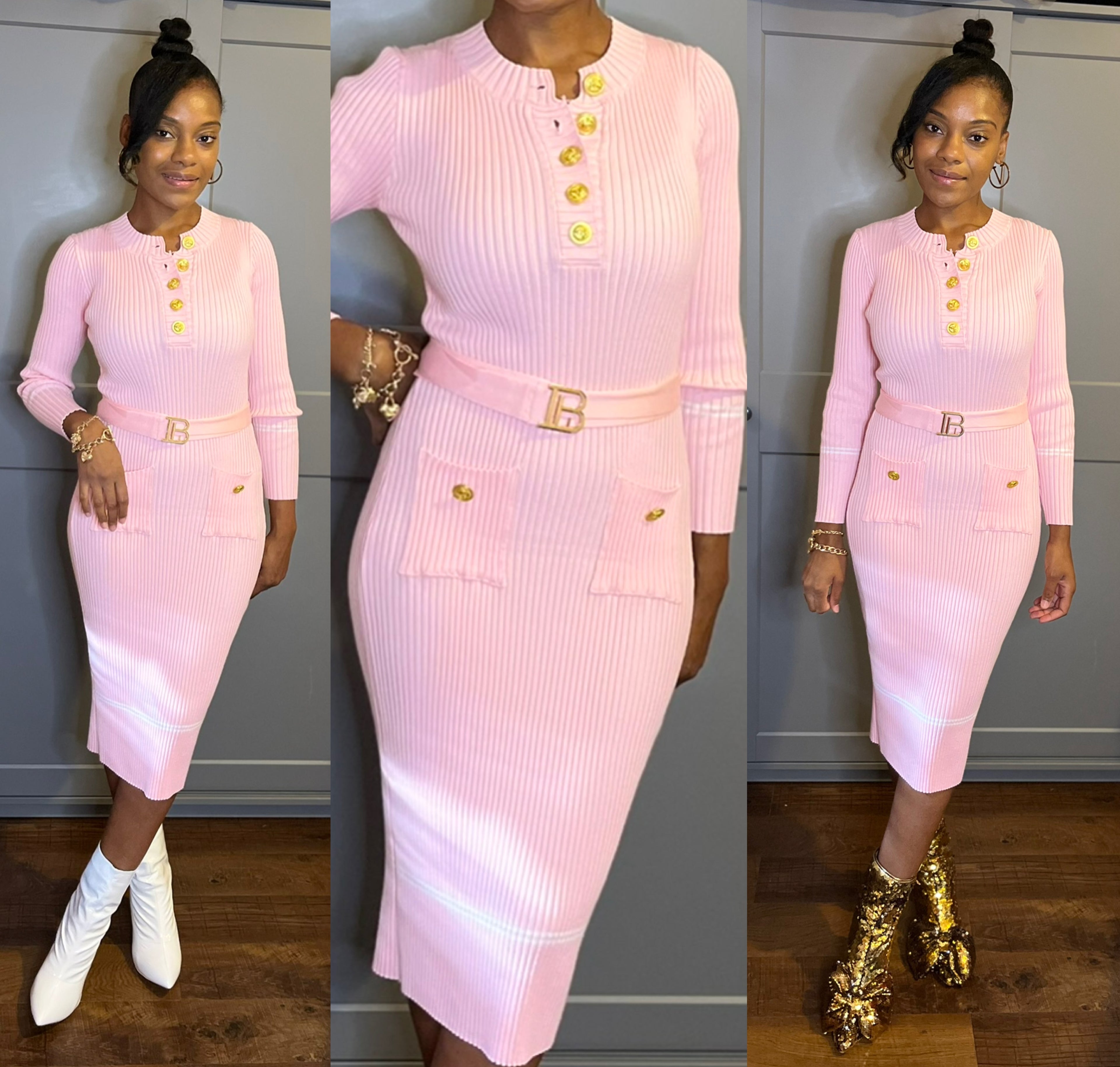 Round Collar Sweater Dress