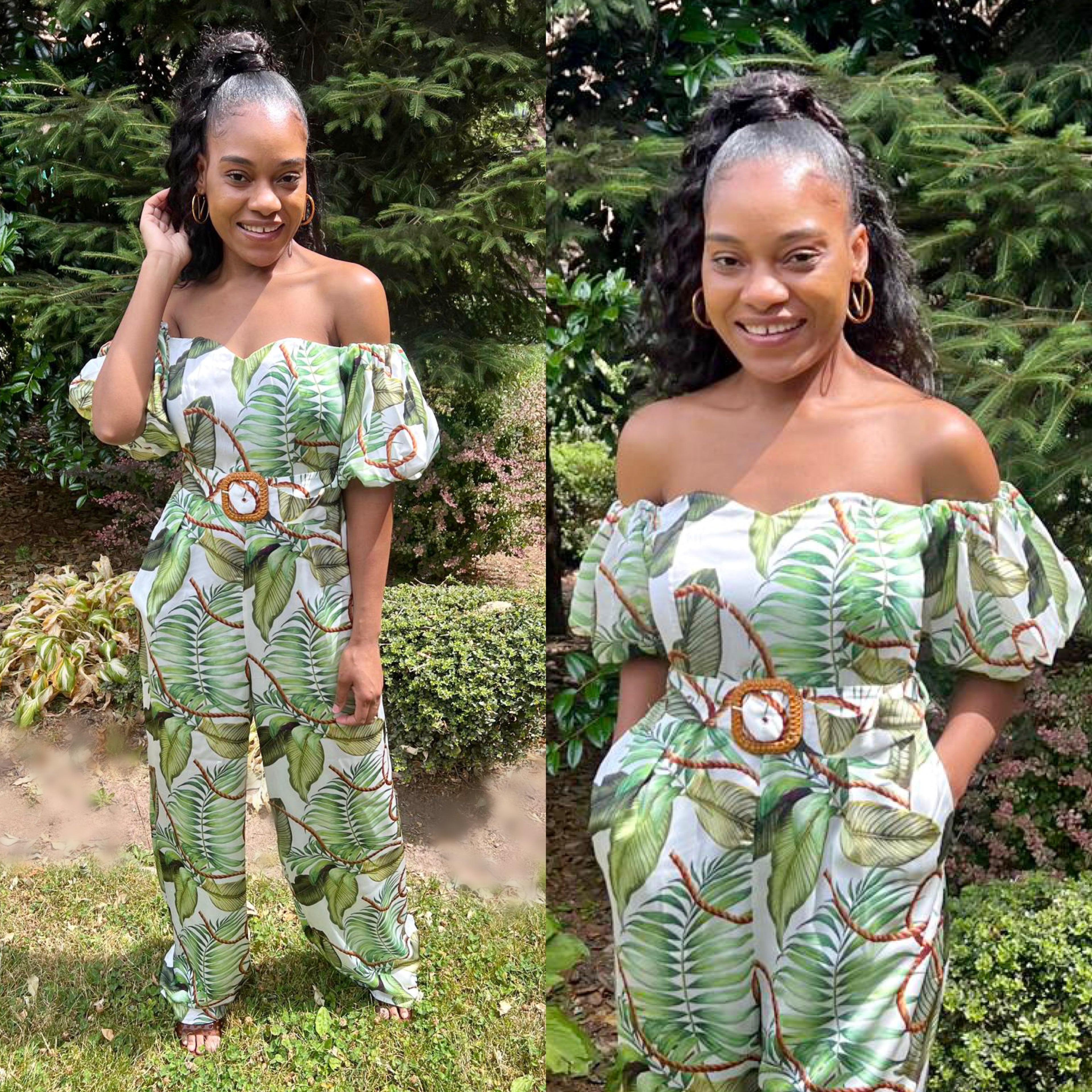 Off the Shoulder Belted Jumpsuit