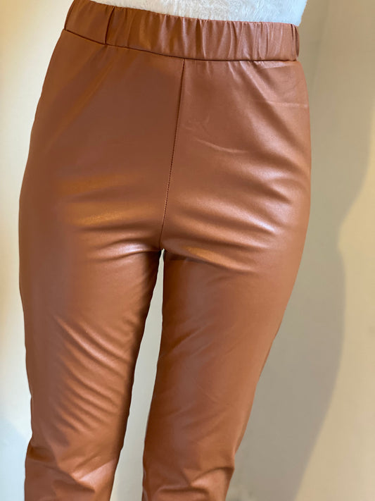 Banded Waist Leather Pants