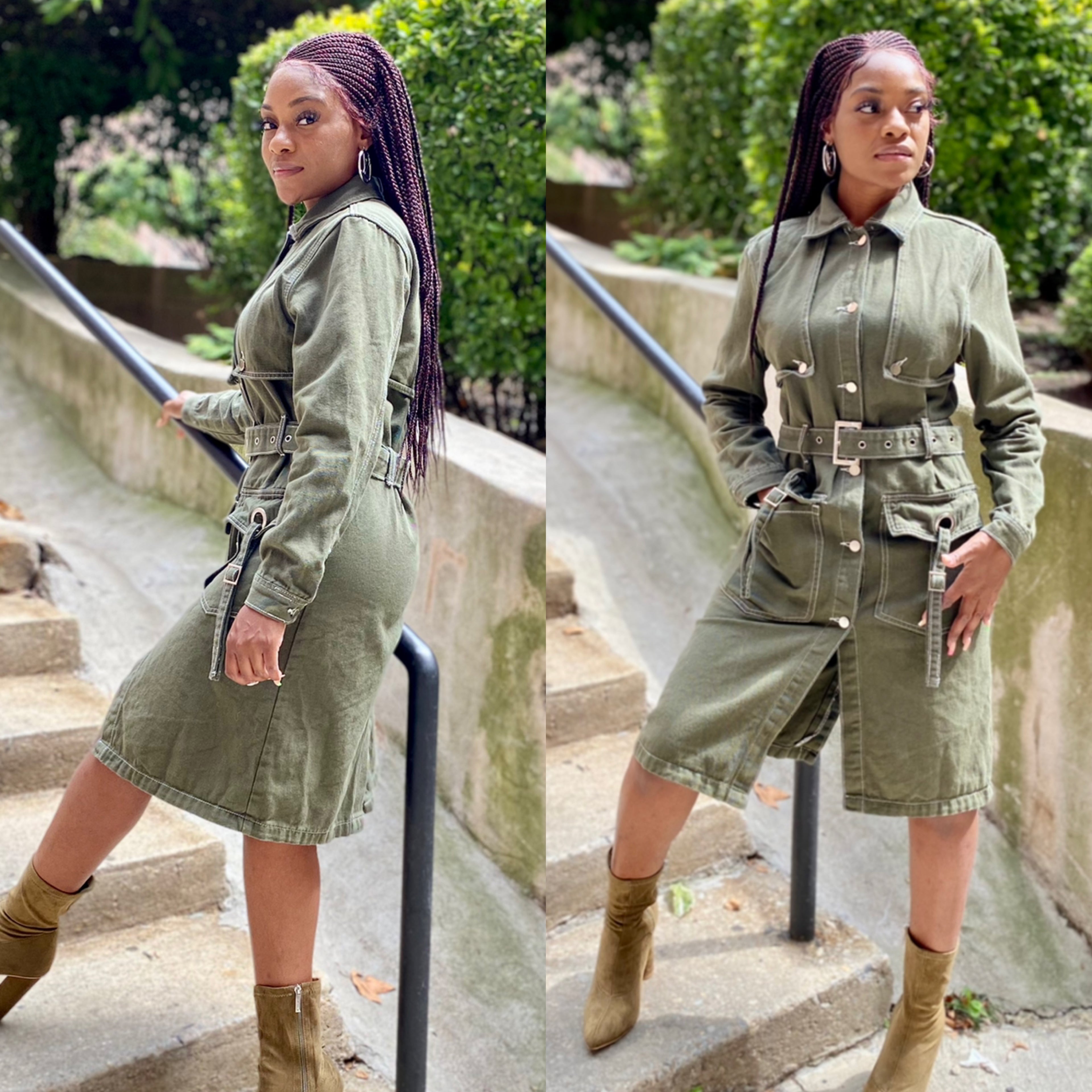 Denim Belted Dress Jacket