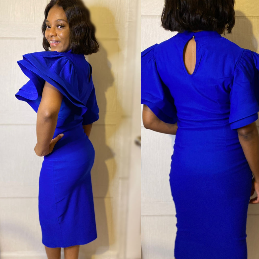 Ruffled Sleeve Midi Dress