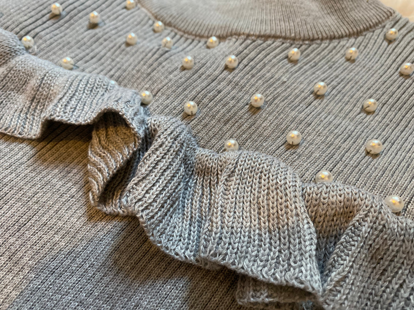 Pearl Sweater Top with Ruffles